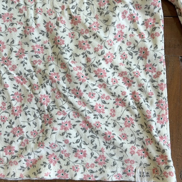 Tta som pink and gray floral two piece ruffle pant and shirt set - Picture 2 of 7